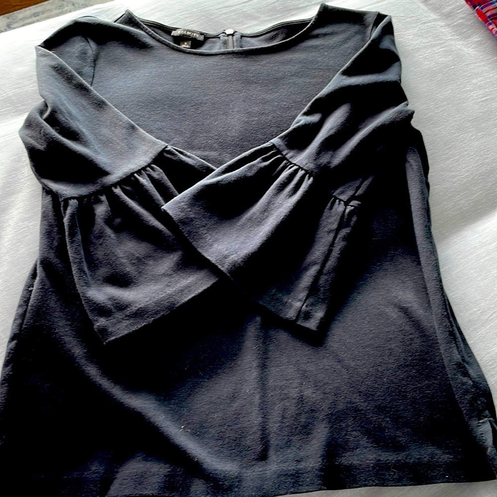Talbots ladies black shirt with ruffle sleeve, size small